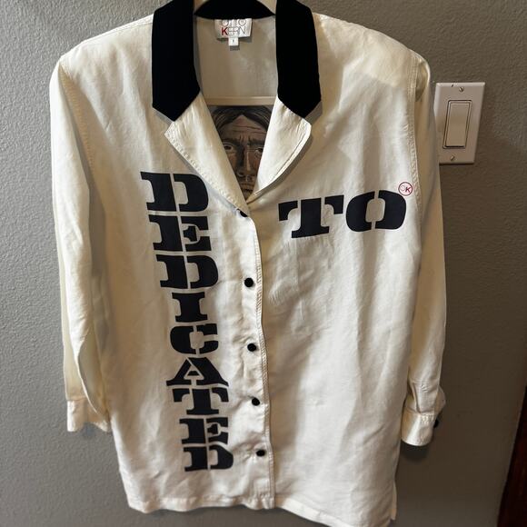 Vintage Otto Kern Silk Dedicated To Indian Native American Print Shirt Size S - Picture 4 of 8